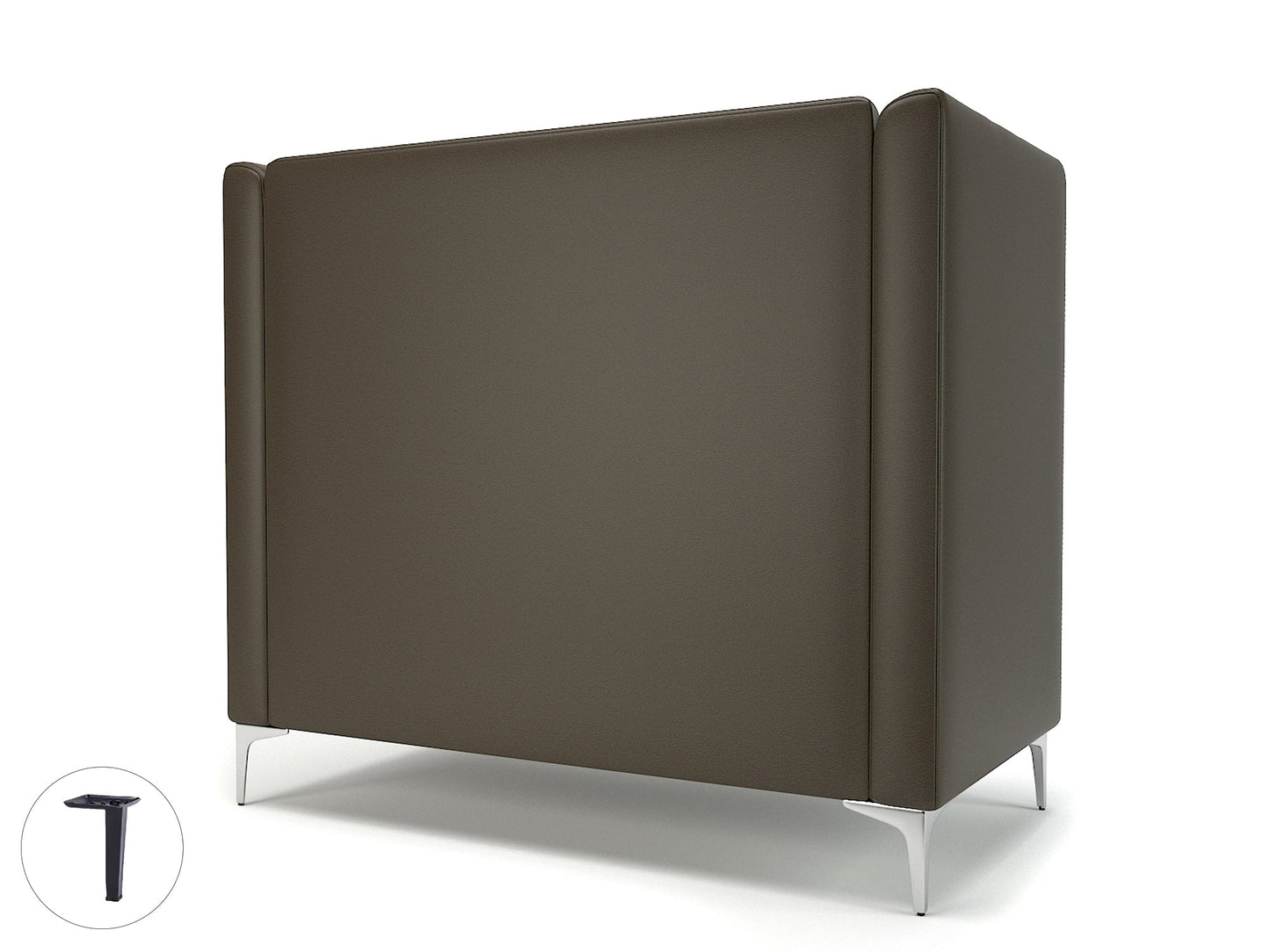 Altus 128cm Wide Privacy Booth in Cristina Marrone Ultima Faux Leather with Socket